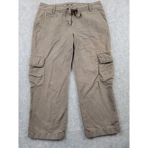 J Crew Factory Pants Womens 4 Brown City Fit Cargo Crop Linen Cotton Blend